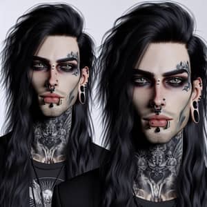 Tall Caucasian Male in Gothic Style with Tattoos