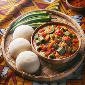 Authentic West African Fufu Dish with Spicy Okra Stew