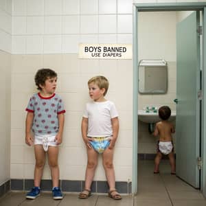 Boys Banned from Toilets: Diaper Use Required