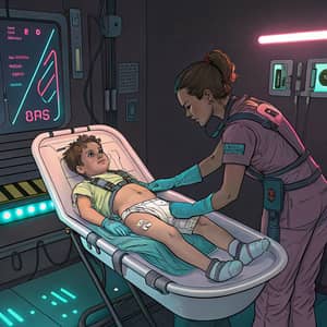 Teen Diaper Change in Cyberpunk Setting