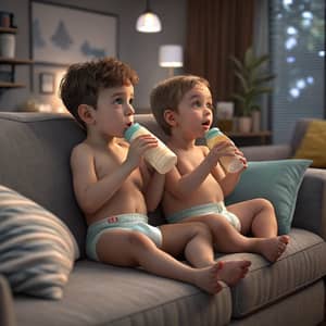 Teenagers in Diapers: 3D Rendered Scene