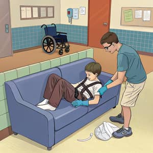 Diaper Change Scene in Colorful Bathroom