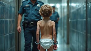 Young Boy in Handcuffs Taken to Prison