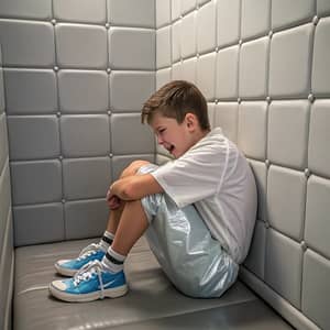 Desperate Boy in Isolation Cell - 4K Image