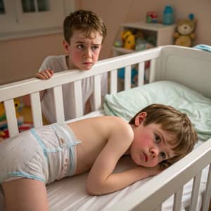 Funny Sibling Punishment in Crib