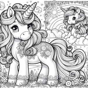 Detailed Coloring Book: Cute Unicorn Design