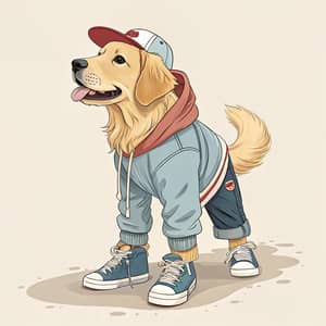 Golden Retriever in Stylish Streetwear Fashion