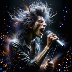 Powerful Rock Star Sings in Vivid Spotlight | Music Performance