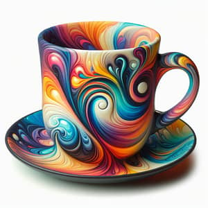 Abstract Coffee Cup Design: Vibrant Patterns & Colors