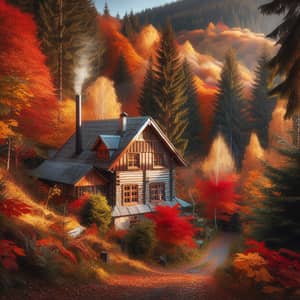 Charming House in Forest: Autumn Serenity