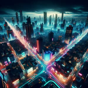 Futuristic Neon Cityscape: Cyberpunk Metropolis at Night