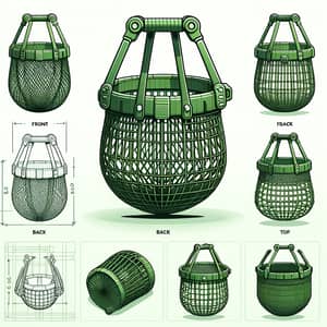 Vector Design: Green Trash Catcher Waste Net Trap