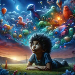 Child's Imagination Unleashed: A Dazzling Dreamscape in Dusk