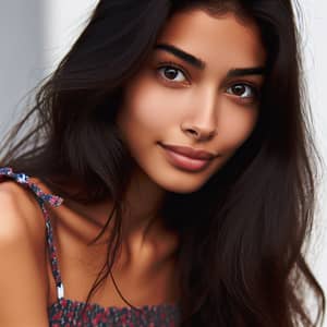 Attractive South Asian Woman in Floral Sundress