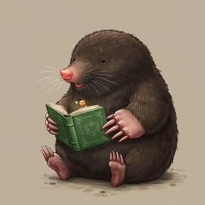 Studying Mole: A Cute Illustration