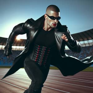 Blade Movie Character Sprinting on Running Track