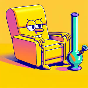 Simpson Cartoon Reclining Chair Smoking a Bong