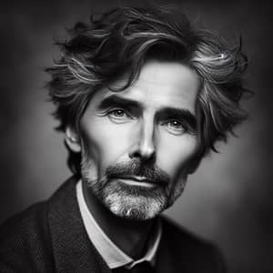 Male Physicist with Tousled Grey Hair - Vintage Portrait