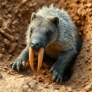 Discover the Unique Burrowing Animal with Long Tusks