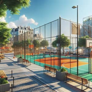 Vibrant Street Sports Field for Soccer & Basketball