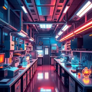 Futuristic Science Laboratory: Neon Illuminated Art