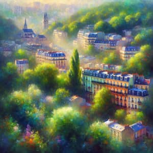 Forest City Impressionism Art | Vibrant Nature & Architecture