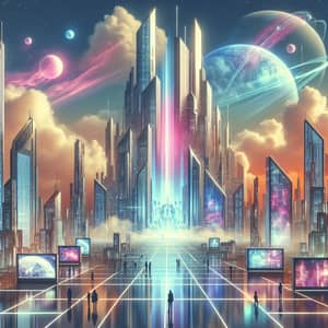 Futuristic Landscape Illustration: Colossal Corporation's Power