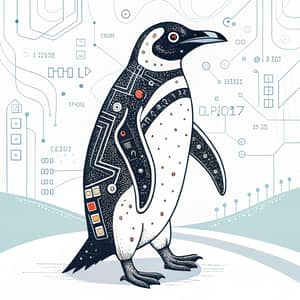 Futuristic Digital Penguin Art Design