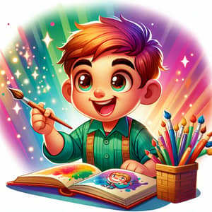 Passionate Child Cartoon Drawing | Enthusiastic Kid Illustration