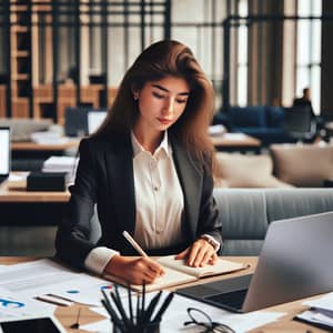 Professional Tajik Woman Working in Modern Office Setting