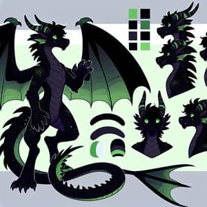 Black-Green Trans-Male Dragon Reference Sheet