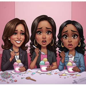 Cartoon Caricature of Kamala Harris & Friends