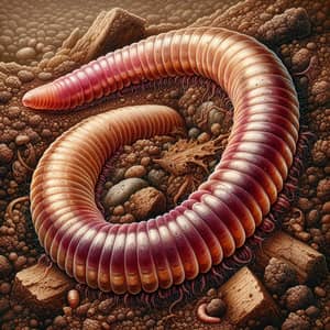 Detailed Earthworm: Cylindrical Shape & Ring-like Segments