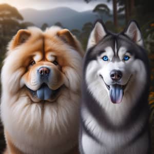 Chow Chow and Husky: Distinct Breeds Co-existing