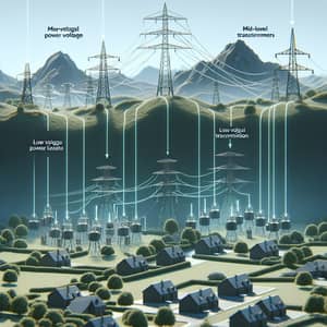 Electricity Distribution Process - High-Voltage to Low Voltage Transmission