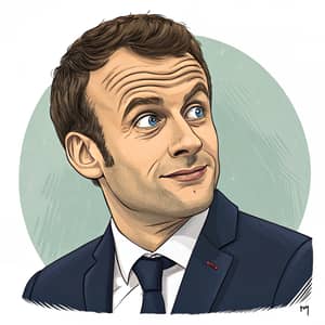 Funny Caricature of Emanuel Macron