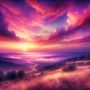 Ethereal Dusk Landscape: Pink, Orange, Purple Hues