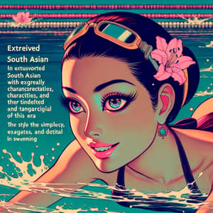 1960s Anime Sci-Fi Extroverted Female with Detailed Eyes Swimming