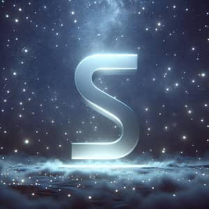 Majestic Silver 3D Sigma Symbol Amidst Starry Night Sky