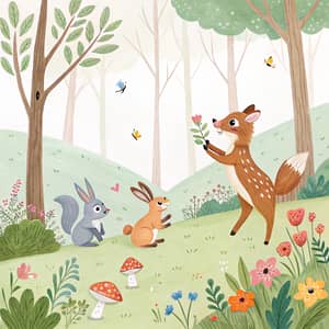 Whimsical Woodland Animals in Watercolour Style