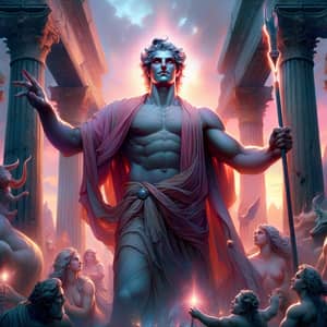 Legendary Figure of Mythology Amidst Ancient Ruins | Ethereal Heroism