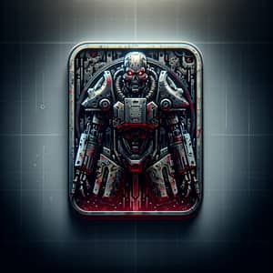 Horror-Themed Robotic Warrior Icon