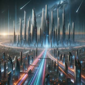 Futuristic City Skyline at Night