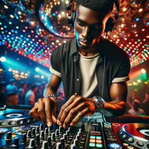 Black DJ on Turntables: Unforgettable Club Experience