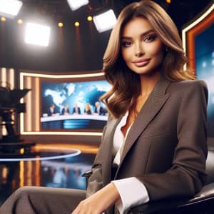 Professional Middle-Eastern Television Presenter on Set