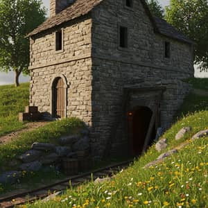 Medieval House with Mineshaft Entrance