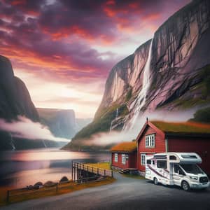 Motorhome Parking by Fjord in Norway - Scenic Views