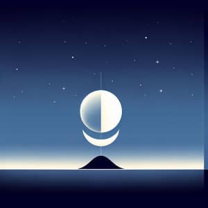 Minimalistic Waxing Moon Scene