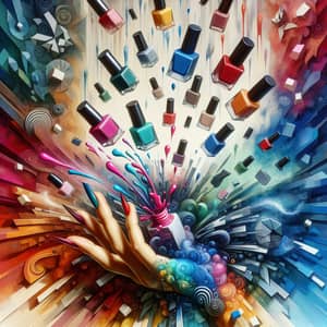 Abstract Nail Care: Artistic Representation of Nail Polish & Shapes