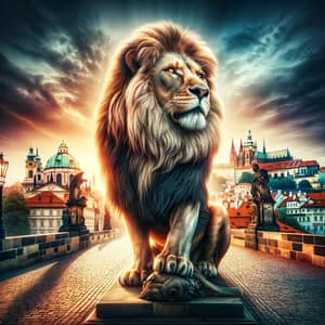 Majestic Lion on Charles Bridge in Prague